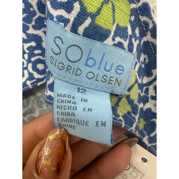 So Blue Sigrid Olsen Sleeveless Dress Women's Blue Multi Floral Size 12 - Picture 9 of 12